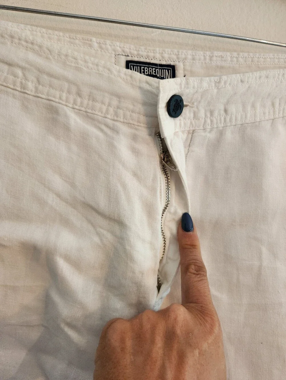 Vilebrequin 100% Linen White Textured Layered Slim Mens Pants Size Xl